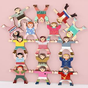 20 Piezas de Bloques de Construcción de Equilibrio Encajables de la Tropa Acrobática del Circo Hércules, Juego de Juguetes de Madera Apilables para Niños - Product Image 3