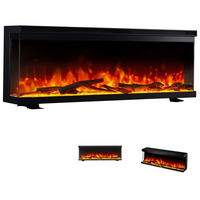 Cheminée électrique encastrée intelligente moderne avec flamme simulée multicolore réglable, sécurité anti-surchauffe, pour la décoration de la maison et des hôtels, avec fonction de chauffage