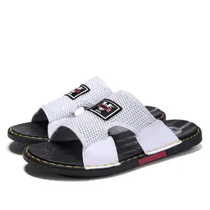 Zomer Trendy Leer Plus Mesh Slippers Heren Sandalen