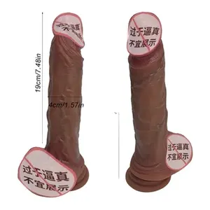 9 Inch Large Soft Huge Realistic Silicone Rubber Big Cock Black Real Skin Dildo Woman