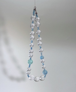 Wholesale Natural Devil Blue Aquamarine Clear Quartz Necklace 4-16mm Gradient Size Beaded Cooling Energy Crystal Necklace - Product Image 1