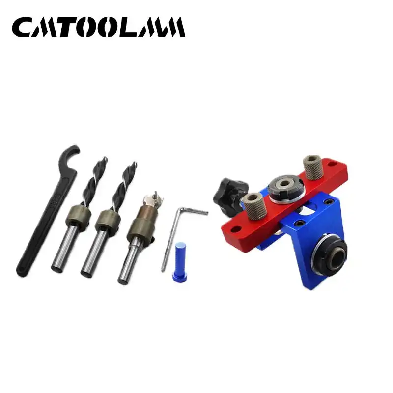 Có thể điều chỉnh 3 trong 1 gỗ làm việc doweling Jig kit kim loại khoan hướng dẫn puncher