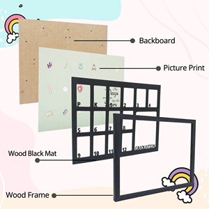 Đen trắng 11x14 12x16 trường bằng gỗ năm hình ảnh khung cho pre-k đến 12 tốt nghiệp ảnh tùy chỉnh chết cắt thảm - Product Image 3