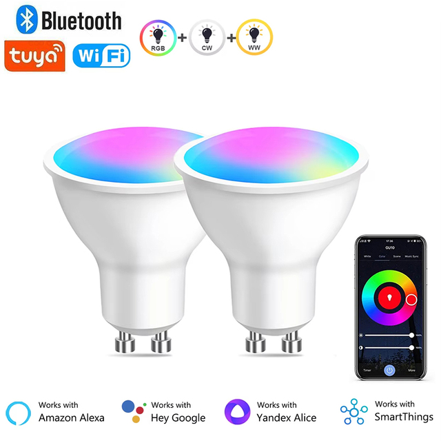 Tuya Smart Wifi Led Light Bulbs 220V GU10 Smart Life RGB Dimmable Spotlight Downlight for Living Room Ceiling Alexa Google
