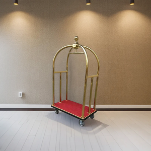 Carrello Portabagagli Moderno C007 Dorato con Ruote da 8 Pollici in Acciaio Inox per Hotel e Servizio Bagagli - Product Image 5