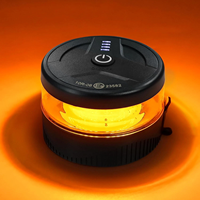 Luces de Baliza LED Ámbar con Base Magnética, Luces Estroboscópicas |   Luz Intermitente de Advertencia/Estroboscópica Recargable por USB-C de 12V/24V con 7 Modos de Destello