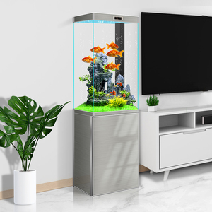 2026 New Model Small Floor-standing Household Goldfish Tank Living Room Ultra-clear Glass Vertical Square Ecological <strong>Aquarium</strong> - Product Image 3