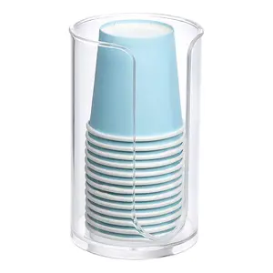 도매 플라스틱 명확한 작은 일회용 종이 컵 디스펜서 스토리지 홀더 욕실 세면대 수조 구강 컵