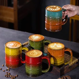 Ins Tasse à café en céramique de luxe de type baril d'huile de niveau d'apparence élevé avec poignée Tasse créative à grande bouche
