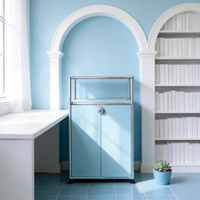 Coffre de rangement moderne connectable en acier inoxydable pour studio, chambre et salle à manger – Mini unité de rangement pour vêtements et bijoux