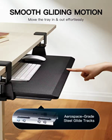 Plateau pour clavier de bureau Plateau ergonomique pour clavier de table d'angle droit avec pince en C réglable Plateau pour souris à glissière en fer