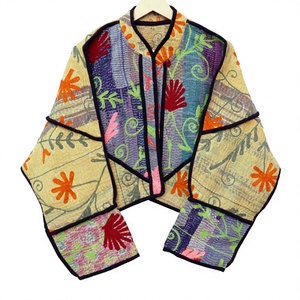 Nouvelle veste en coton Kantha brodée à la main, style vintage, patchwork, col mandarin, manches longues, respirante, écologique, automne - Product Image 1
