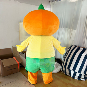 Costume de mascotte orange mignon personnalisé, costume de personnage de fruit avec haut à feuilles et nœud papillon pour Halloween, bars à jus et promotions de festivals - Product Image 4