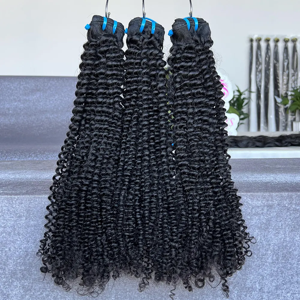 Unprocessed Raw Kinky Curly Bundles Human Hair Wholesale 12A 100% Cuticle Aligned Raw Indian Hair Weave