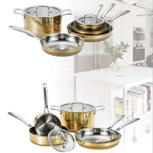 Juego de utensilios de cocina clásicos de acero inoxidable, sartén antiadherente, cazuela, Ollas y sartenes dorados, regalo de lujo, 2022 - Product Image 6