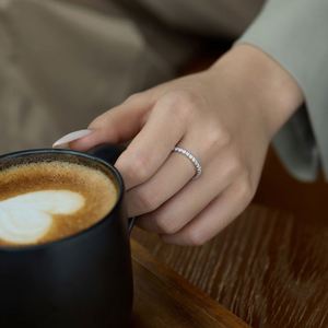 Dylam <b>Dainty</b> Tiny Design Thin <b>Rings</b> 925 Sterling Silver Circle 5A Cubic Zircon Eternity Band Engagement Bridal Promise <b>Rings</b> - Product Image 4