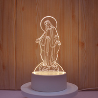 Lampe de chevet créative USB, veilleuse 3D Illusion Vierge Marie Jésus