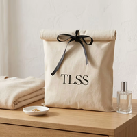 Pochette en coton sergé bio réutilisable avec logo personnalisé imprimé pour emballage de vêtements, foulards et oreillers, sac anti-poussière