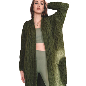 Vente en gros d'usine de pulls baggy personnalisés pour femmes de grande taille longs et épais <span class=keywords><strong>cardigan</strong></span> ample vintage en laine tricotée pour femmes - Product Image 3