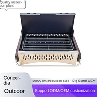Barbecue portable multifonctionnel en acier pour extérieur, coupe-vent, pliable, au charbon de bois, style grotte, pour usage domestique