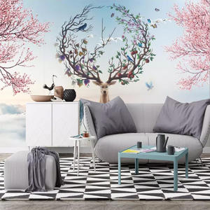 Tv fond <span class=keywords><strong>mur</strong></span> 5d tridimensionnel 8d murale Simple moderne nordique <span class=keywords><strong>Sika</strong></span> cerf ciel salon Film télévision revêtement mural - Product Image 3
