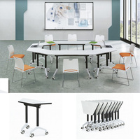Plan de travail moderne, pieds mobiles, mobilier d'étude, Table pliable, pour formation et salle de conférence