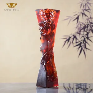 Hoogwaardig Custom Dragon Shape Liuli Crystal Glass Chinese Style Awards Trofeeën Fabrikanten Groothandel