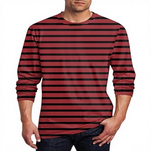 OEM Factory Direct Sale 100% Cotton <b>Men's</b> Casual Cotton Spandex <b>Striped</b> Crewneck <b>Long</b>-<b>Sleeve</b> T-Shirt Basic Tee Fall <b>Tops</b> Clothes - Product Image 3