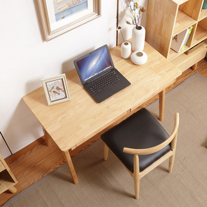 Nordic Solid Wood Computer Desk 1200x600x750mm Double <b>Drawer</b> Study Desk For Home Office - Product Image 2