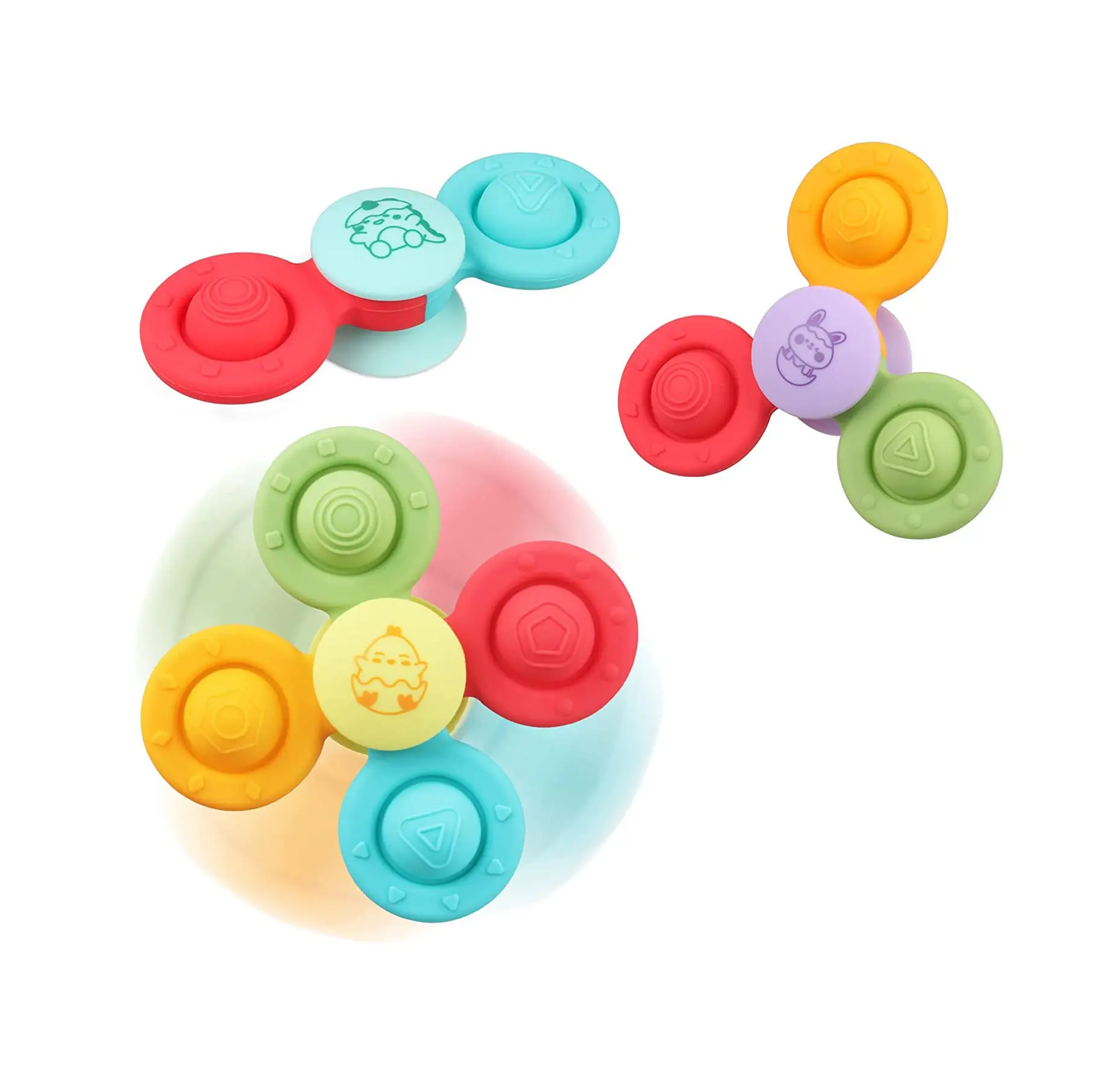 Suction Cup Spinner Toys Baby Montessori Sensory Educational Learning Toy Infant Bath Teething Travel Fidget Toy
