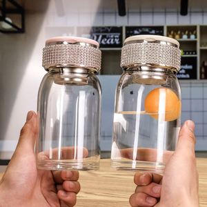 Rhinestone Decor Light Luxury Stylish Water Cup 2025 New Design High Borosilicate Glass Cup Heat Resistant Tea Steeping Mug - Product Image 1