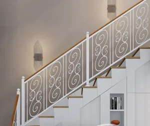 Beliebte Indoor Stahl Treppen zaun Handlauf Design Schmiedeeisen Geländer Balkon Balustraden Handlauf