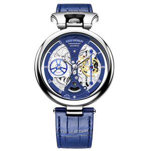 Montre à quartz esthétique pour homme FOXBOX, cadran ajouré créatif avec calendrier, bracelet en cuir de haute qualité, idéale pour le bureau - Product Image 6