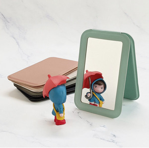 Zonyin Custom Portable <strong>Makeup</strong> Mirror Foldable Solid Color PU Leather <strong>Simple</strong> Mini Compact <strong>Cute</strong> Pocket Mirror for Woman Girls Gift - Product Image 3