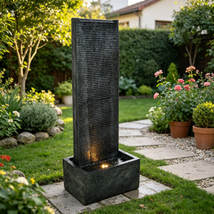 Fuente de Agua Vertical de Pizarra Negra con Luz <span class=keywords><strong>LED</strong></span> para Exteriores, Patio, Jardín, Decoración al por Mayor - Product Image 4