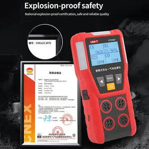 Détecteur de gaz 4-en-1 UNI-T UT334E+ O2 H2S CO LEL, moniteur de qualité de l'air haute précision IP55, garantie 1 an - Product Image 2