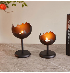 LANJO Iron Metal Square Shaped Votive Candle Stand Vintage Candlestick <b>Table</b> Top Iron Art Candlestick Decoration - Product Image 5