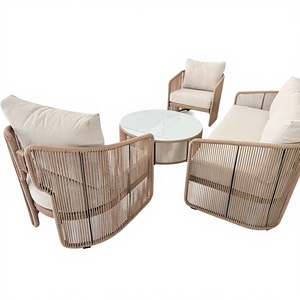 Ensemble de meubles de luxe modernes en rotin tressé <span class=keywords><strong>pour</strong></span> <span class=keywords><strong>terrasse</strong></span> <span class=keywords><strong>extérieure</strong></span>, chaise et <span class=keywords><strong>canapé</strong></span> <span class=keywords><strong>pour</strong></span> hôtel, patio, villa ou loisirs en extérieur - Product Image 2