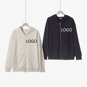 Alta Qualidade Algodão Completo Duplo Zíper Em Dois Sentidos <span class=keywords><strong>Hoodie</strong></span> Logotipo Personalizado Streetwear Homens Oversized Preto Em Branco Rosto Cheio Zip up <span class=keywords><strong>Hoodie</strong></span> - Product Image 1
