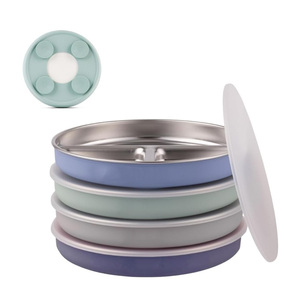 Plato Dividido para Bebé de Acero Inoxidable 304 Libre de BPA con Base de Silicona con Succión, Plato de Alimentación para Niños Pequeños con Doble Pared Aislante - Product Image 1