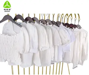 Used Ladies Cotton Blouses White Used Clothes Vintage Second Hand Clothes Wholesale Top Summer