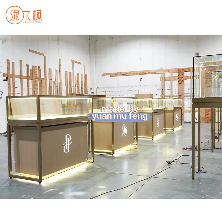 Custom Glass Jewelry Cabinet Trendy Stainless Steel Furniture Led Lighting Lockable Jewelry Store Display Showcase