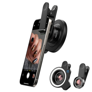 Téléphone portable gros plan <span class=keywords><strong>photographie</strong></span> objectif Macro <span class=keywords><strong>pince</strong></span> universelle 30-120mm Led Macro pour iPhone Android ongles cils lèvres nourriture - Product Image 1