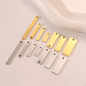 Breloques rectangulaires vierges en acier inoxydable, connecteurs à double trou, pendentifs, étiquettes, accessoires de bijoux pour colliers et bracelets personnalisables en DIY - Product Image 6