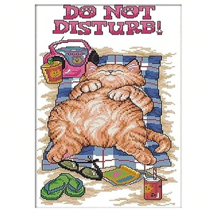 Kit de Broderie Main Point de Croix Thème Chat Alphabétique Décontracté Série Anime Dessin Animé Peinture Décorative Fond Paysage - Product Image 2