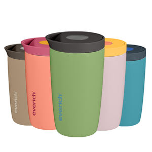 Fábrica de Tailandia Fabricante de Camboya Vaso de café de acero inoxidable de doble pared de 12oz Tapa de desbloqueo de un toque Logotipo personalizado Color - Product Image 6