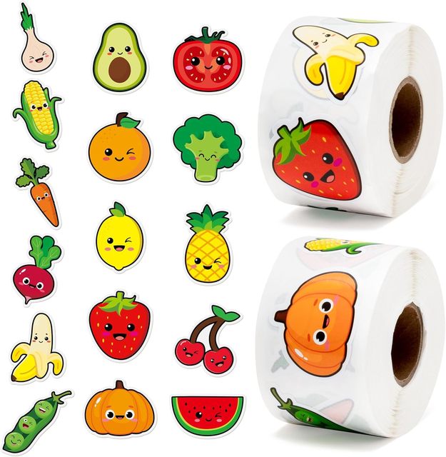 Wholesale Mixed Color Funny Fruit Vegetable Emoticon Stickers Cartoon Strawberries Bananas DIY Journal Decoration Stickers