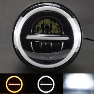 7 Inch Round Jk Led Headlight With White And Yellow Halo Ring For Off Road Vehicle Lighting Aluminum Alloy Body Dc Power - Product Image 4