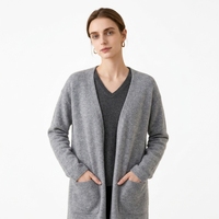 2026 Trend Damen Langer V-Ausschnitt Eleganter Offener Cardigan Maschinell Gestrickt Winter Quiet Luxury Direkt aus der Inneren Mongolei