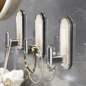 Yimijia Wall Hooks Milk Silver 2-Pack Self-Adhesive Minimalist Design For Kitchen Bathroom Door Use - Product Image 2